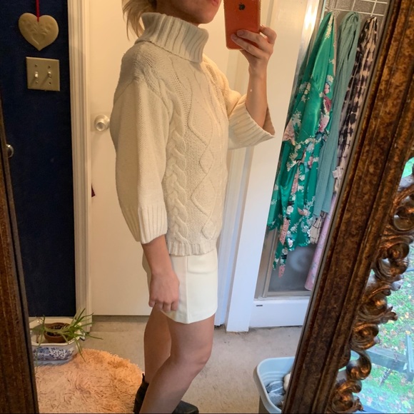 Zara Cable Knit Turtleneck boxy crop sweater Med - Picture 11 of 16